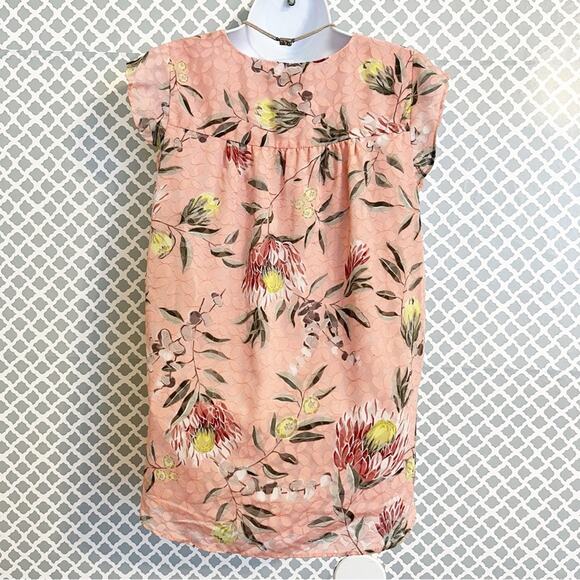 LOFT Pink Floral Flutter Sleeve Blouse - XS - Picture 8 of 12